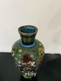 Fine Antique Japanese Meiji Cloisonné Enamel Ginbari 8 inch Vase 19th Century