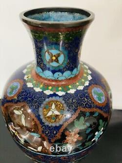 Fine Antique Japanese Meiji Cloisonné Enamel Ginbari 8 inch Vase 19th Century