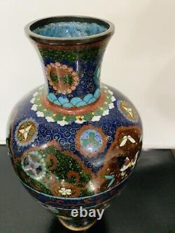 Fine Antique Japanese Meiji Cloisonné Enamel Ginbari 8 inch Vase 19th Century