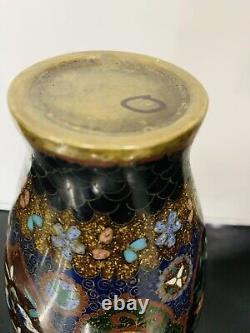 Fine Antique Japanese Meiji Cloisonné Enamel Ginbari 8 inch Vase 19th Century