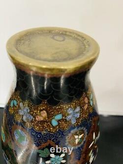 Fine Antique Japanese Meiji Cloisonné Enamel Ginbari 8 inch Vase 19th Century