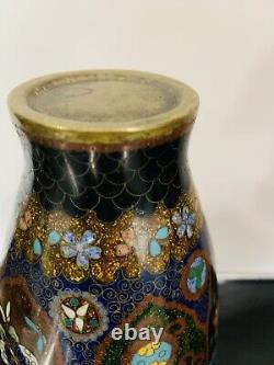 Fine Antique Japanese Meiji Cloisonné Enamel Ginbari 8 inch Vase 19th Century