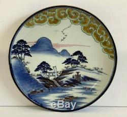 Fine Antique Japanese Meiji Fukagawa Porcelain Landscape Scene 10 Plate