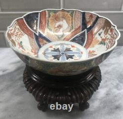 Fine Antique Japanese Meiji Imari Large Bowl Hand Painted Porcelain