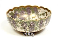 Fine Antique Japanese Meiji Period Satsuma Pottery Bowl With Scalloped Rim