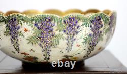 Fine Antique Japanese Meiji Period Satsuma Pottery Bowl With Scalloped Rim