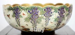 Fine Antique Japanese Meiji Period Satsuma Pottery Bowl With Scalloped Rim