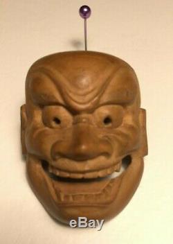 Fine Antique Japanese Netsuke Mask Mennetsuke Shishiguchi Signed Shugetsu Saku