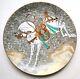 Fine Antique Japanese Porcelain Charger with Bucking Samurai Horse, 16 Edo As Is