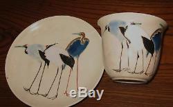 Fine Antique Japanese Satsuma Cup and Saucer with Cranes