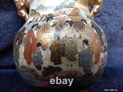 Fine Antique Japanese Satsuma Pottery Signed Tripod Koro Geisha Immortal Foo Dog