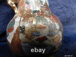 Fine Antique Japanese Satsuma Pottery Signed Tripod Koro Geisha Immortal Foo Dog