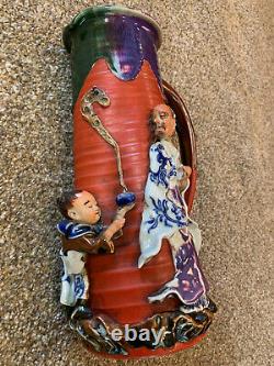 Fine Antique Japanese Sumida Gawa Tankard Pitcher with Sage & Child