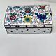 Fine Antique Japanese White Cloisonné Box With Colorful Floral Design Dome Lid