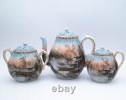 Fine Antique Japanese Yokohama Export Porcelain Tea Set Trio by Suzuki Company