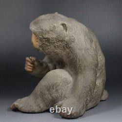 Fine Antique Japanese artwork Monkey Pottery statue Very cute and great detail