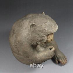Fine Antique Japanese artwork Monkey Pottery statue Very cute and great detail