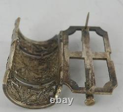 Fine Antique Japanese export 950 sterling Silver Filigree Vinaigrette pin brooch