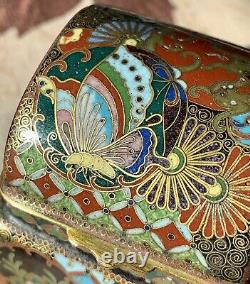 Fine Antique Meiji Era Kyoto School Ota Toshiro Japanese Cloisonne Inkwell