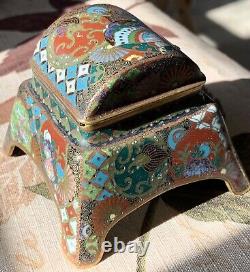 Fine Antique Meiji Era Kyoto School Ota Toshiro Japanese Cloisonne Inkwell