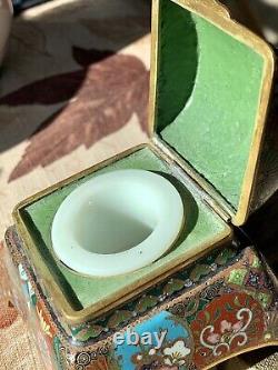 Fine Antique Meiji Era Kyoto School Ota Toshiro Japanese Cloisonne Inkwell