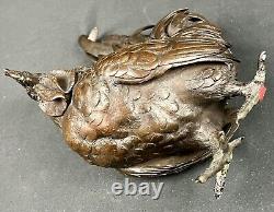 Fine Antique Meiji Japanese Okimono Bronze Study Of Rooster Signed Kihara Hoshu