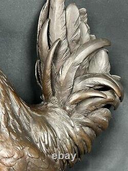 Fine Antique Meiji Japanese Okimono Bronze Study Of Rooster Signed Kihara Hoshu