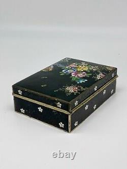 Fine Antique vintage Meiji Japanese bronze Inaba Cloisonne box