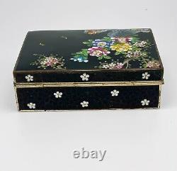Fine Antique vintage Meiji Japanese bronze Inaba Cloisonne box