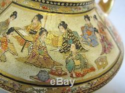 Fine Artist Signed Satsuma Teapot with Children C. 1890 Meiji-era Japanese