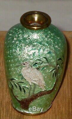 Fine Beautiful Miniature Meiji Japanese Ginbari Cloisonne Enamel Vase Signed