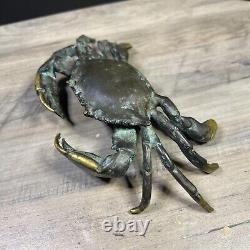 Fine Cast Japanese Antique Solid Bronze Crab Figure