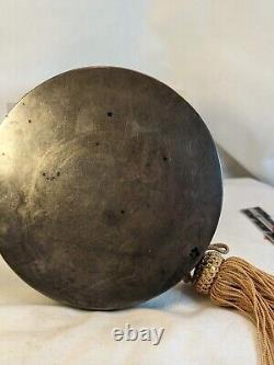 Fine Cast Japanese Edo Bronze Kagami Mirror Tortoise Crane 4.5 in diam Signed