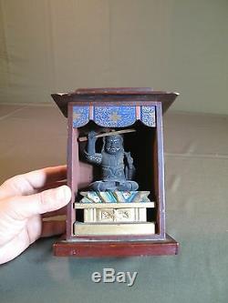Fine Early 20th Century Japanese Travel Buddha in Case Signed on Back