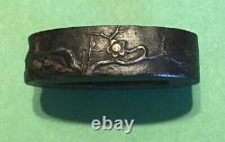 Fine Edo era, Japanese sword handle/Tsuka-Tanto or Wakizashi, Iron F&K, Menuki