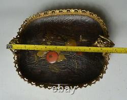 Fine Elegant Antique Japanese Ormolu Mounted Lacquered wood plate