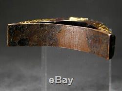 Fine Gold Inlaid KURIGATA sword fitting 18/19C Japanese Edo Original Antique