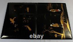 Fine JAPANESE 19th century lacquer album covers gilt decoration and bone inlays