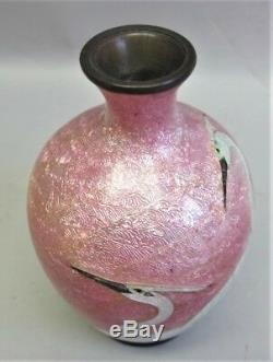 Fine JAPANESE MEIJI-ERA Cloisonne Vase with Intricate Foil Design c. 1880 antique