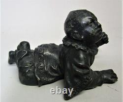 Fine JAPANESE MEIJI-ERA Miniature Bronze Sculpture of Child Okimono c. 1870