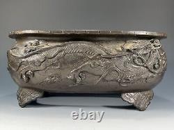 Fine Japan Japanese Bronze Dragon & Phoenix Decor Incense Burner ca. 1920-30's