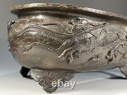 Fine Japan Japanese Bronze Dragon & Phoenix Decor Incense Burner ca. 1920-30's