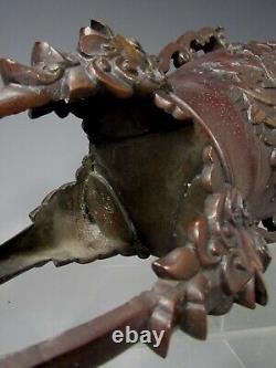 Fine Japan Japanese Bronze Lotus & Avian Decor Incense Burner vase ca. 1920-30's