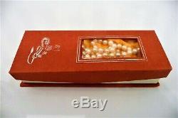 Fine Japanese Antique Vintage 14k 585 Barrel Clasp Cultured Pearl Necklace Box