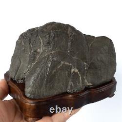 Fine Japanese Biseki Suiseki Mountain Cave Form Bonsai Viewing Stone on Stand