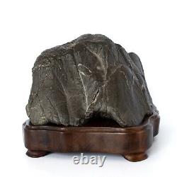 Fine Japanese Biseki Suiseki Mountain Cave Form Bonsai Viewing Stone on Stand