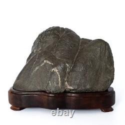 Fine Japanese Biseki Suiseki Mountain Cave Form Bonsai Viewing Stone on Stand