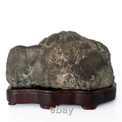 Fine Japanese Biseki Suiseki Mountain Cave Form Bonsai Viewing Stone on Stand