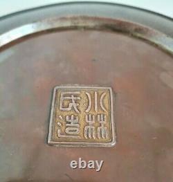 Fine Japanese Bronzed Plate Signed Kobayashi Shi Sei Meiji / Edo Detailed