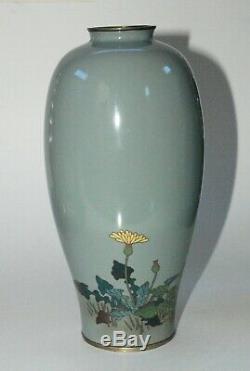 Fine Japanese Cloisonne Enamel Vase with 2 Birds Signed by Ota
